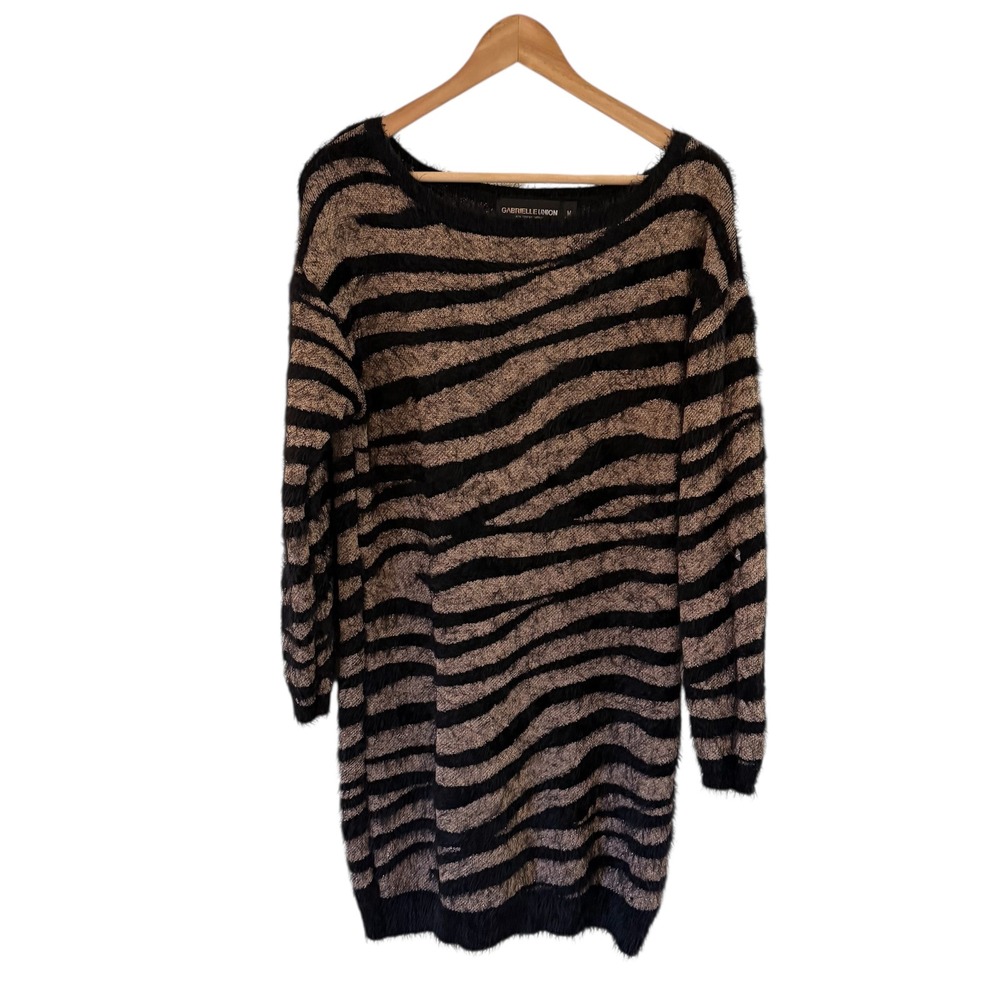 Gabrielle‎ Union New York Company Zebra Print Fuzzy Sweater Dress Medium